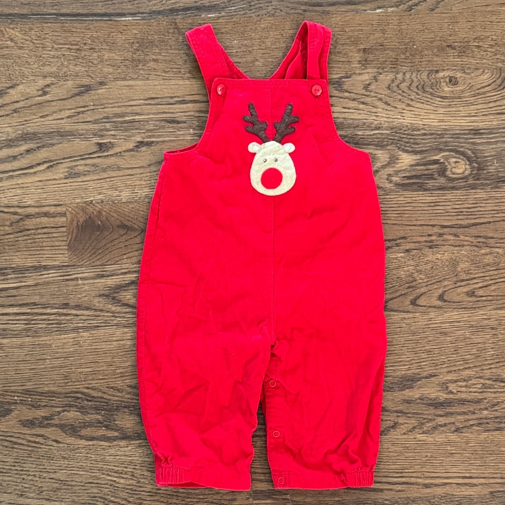 Baby Luigi Red Corduroy Reindeer Overalls